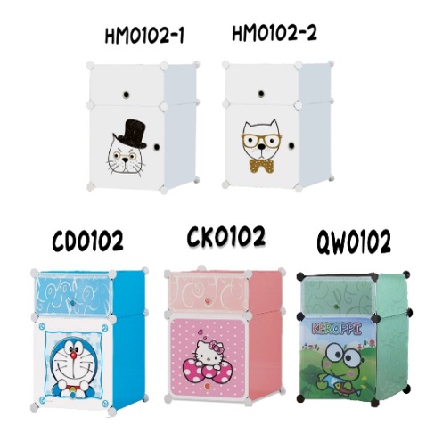 Futureworld Lemari Sisi Ranjang Pakaian Plastik Portable 2 Susun Serbaguna Praktis Hemat Ruang