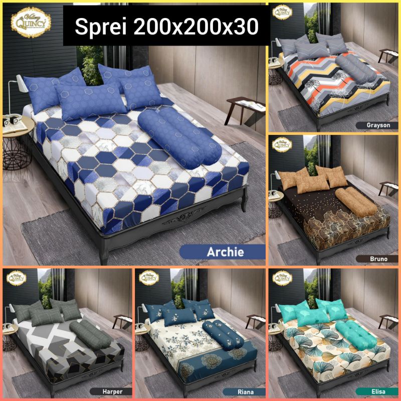 Sprei Vallery Quincy UK 200x200 tinggi 30 / Seprai Vallery Printing bahan katun jepang / Sprei Jumbo Extra King