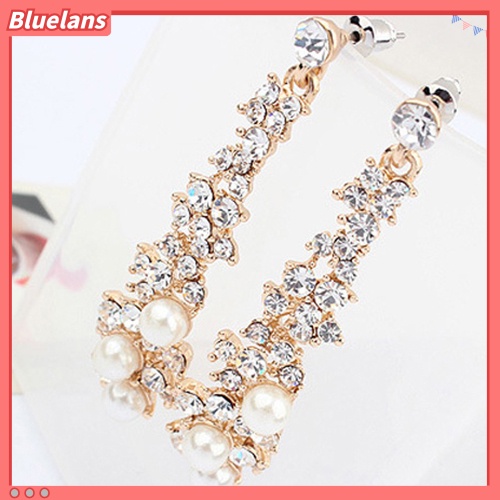 [Bayar Di Tempat]Anting Stud Fashion: Mode Elegan Mewah Berlian Imitasi Menjuntai Desan Tempat Lampu