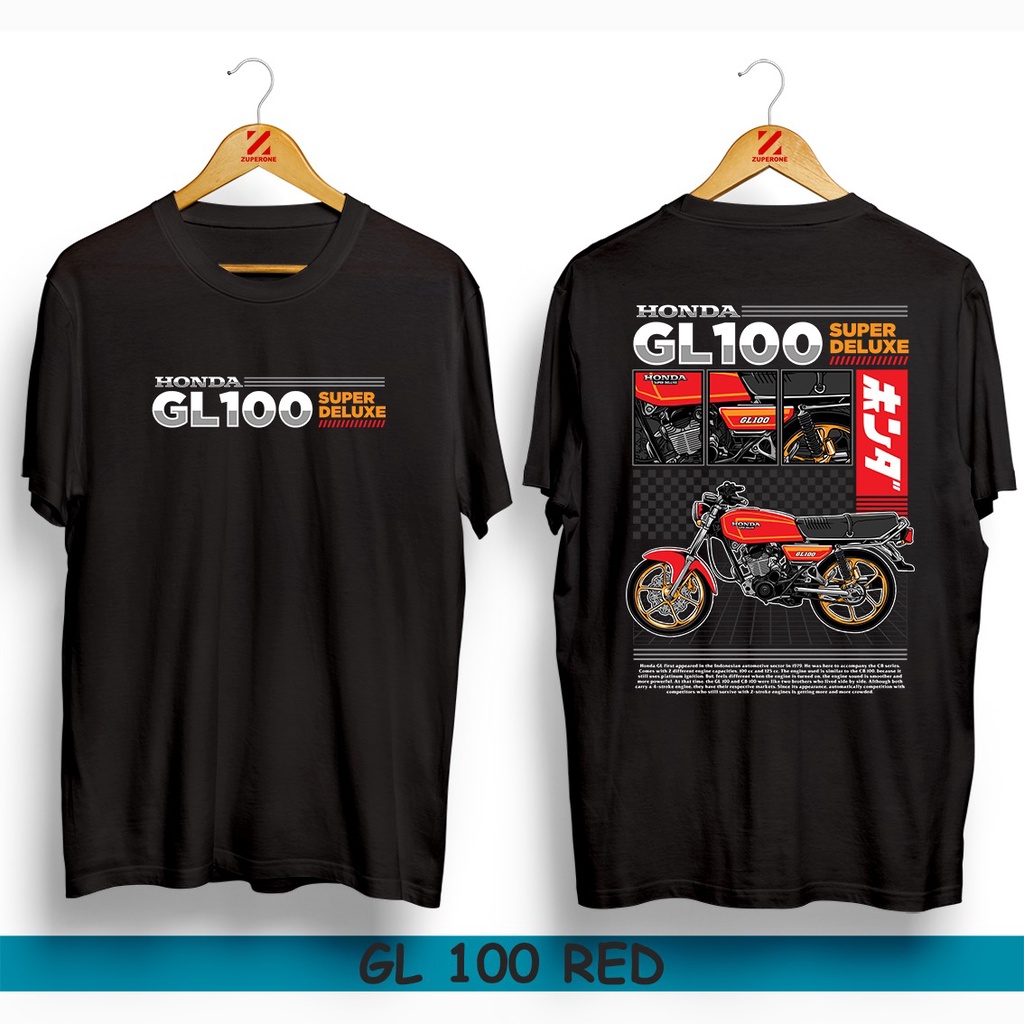 KAOS DISTRO PRIA / KAOS SUNMORI HONDA GL100 RED SEMUT TAMPAN