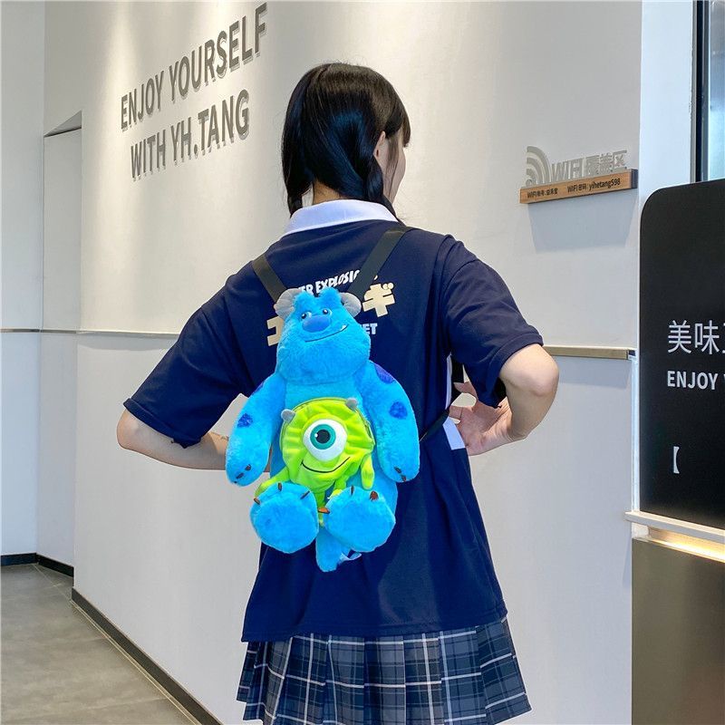 ♘❉☏Sera mengimpor Monsters University 20th anniversary Sullivan hair monster bermata besar boneka mewah boneka ransel ransel kartun lucu