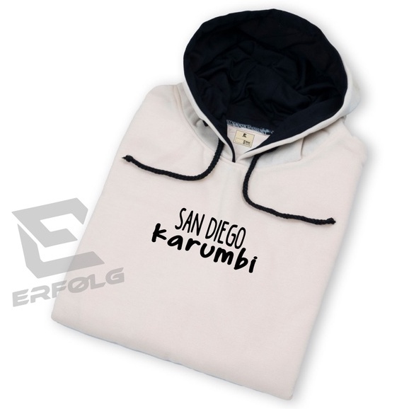 ErfolgOffiziell Clothing Hoodie Original Pria Wanita Warna Light Cream Sweater Oversize Basic Sablon Motif San Diego Karumbi Switer Oblong Jumper Jumbo Brand Lokal Distro Bandung Suwiter Hodie Bahan Katun Fleece Tebal Premium Gaya Aestetic Korean Style
