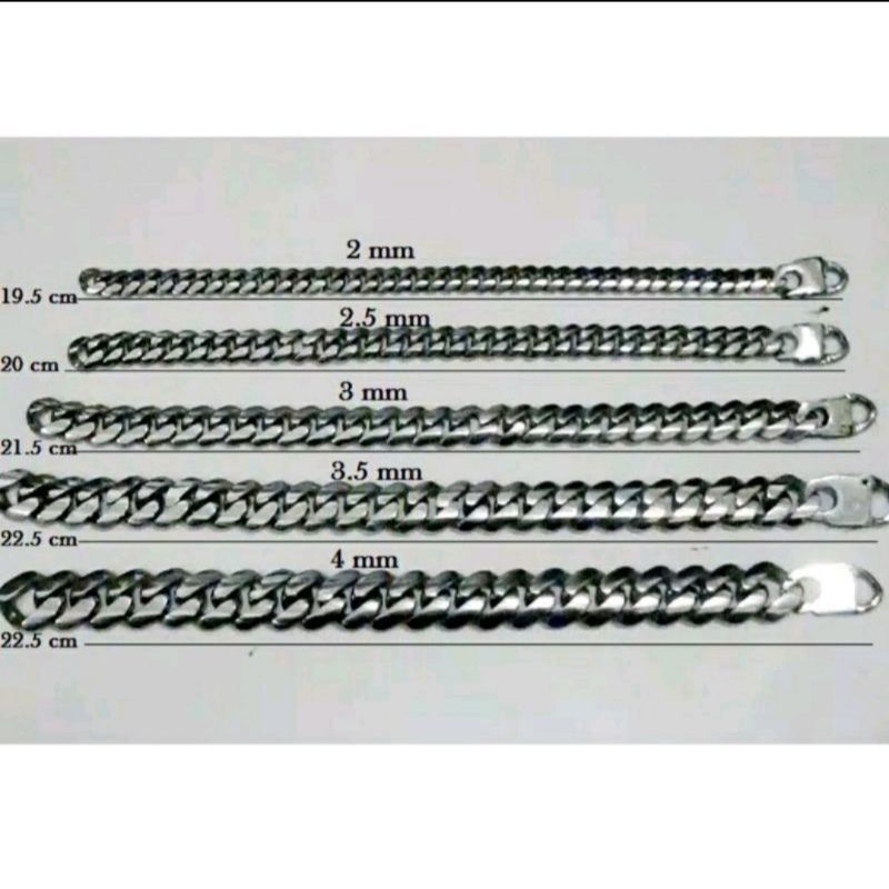 GELANG RANTAI BAJA SILVER ASLI 100% MONEL ASLI ANTI KARAT GELANG TANGAN PRIA MACHO