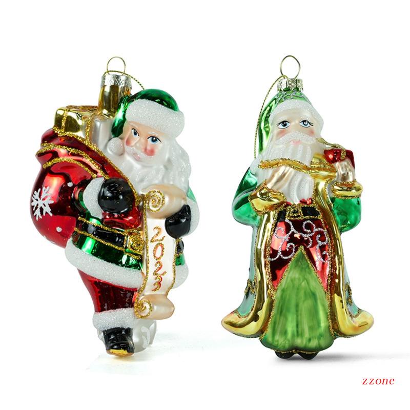 Ornamen Gantung Desain Santa Claus Bahan Kaca Untuk Pohon Natal