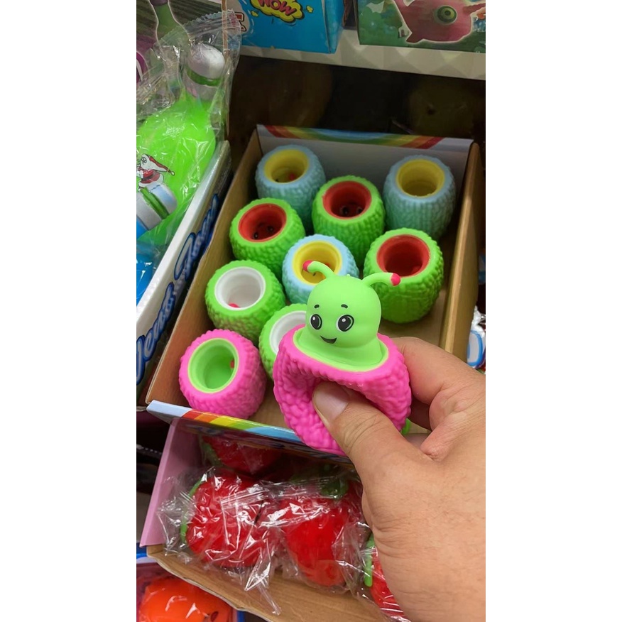 Mainan Squishy ulat ulet karakter lucu Karet Silikon / Mainan Lucu Remasan