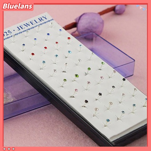 20 Pasang Anting Stud Berlian Imitasi Warna Campur Ukuran 2mm Untuk Wanita