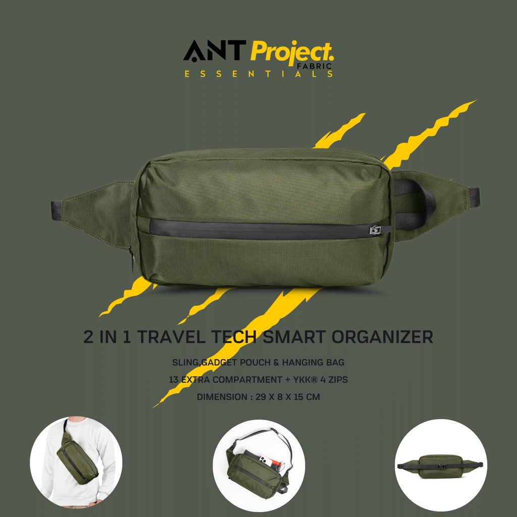ANT PROJECT - Waistbag GATERON Hijau Waterfroop 3 in 1 Extra Slot Pocket