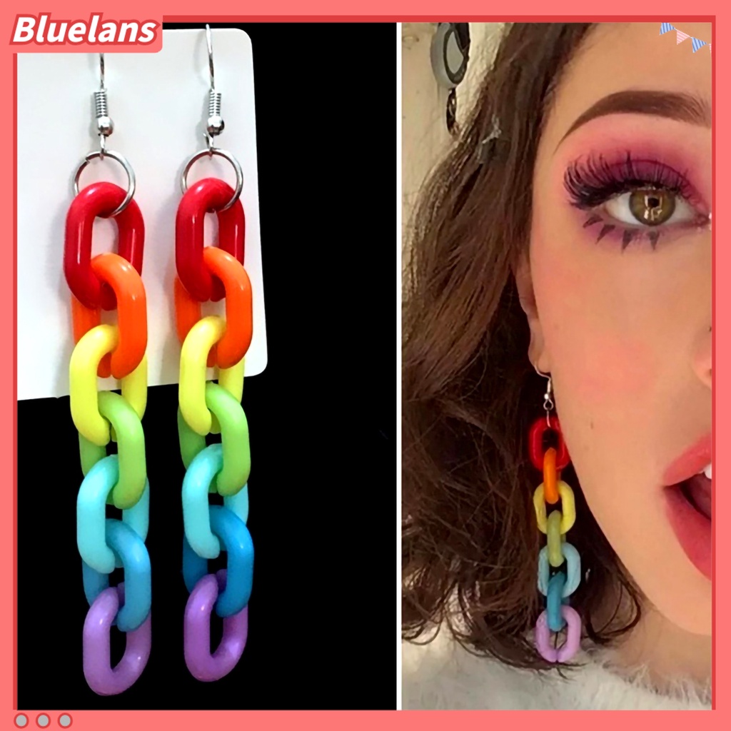 Bluelans Ear Hook Candy Color Creative Acrylic Long Dangle Stylish Ear Pendant