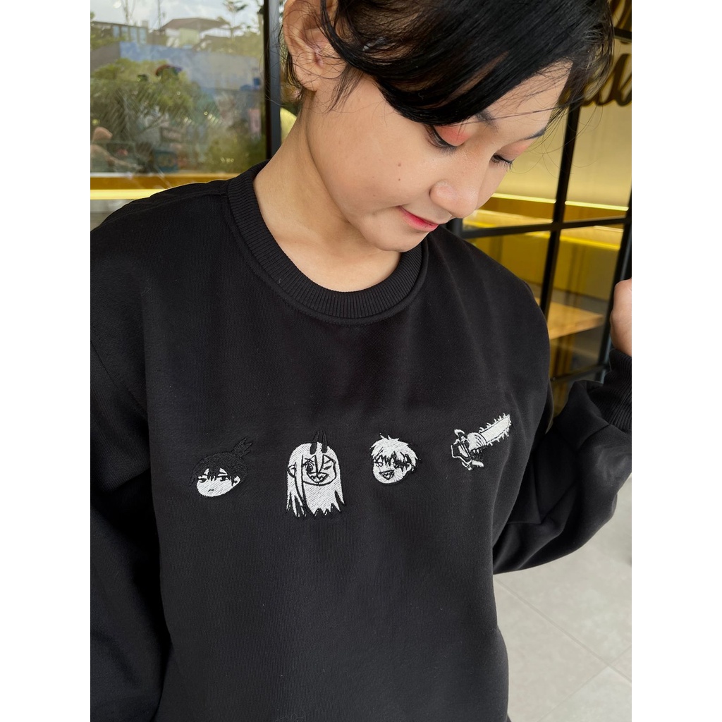 Crewneck the Chainsaw Man Chibi Embroidery Anime Manga Premium Unisex