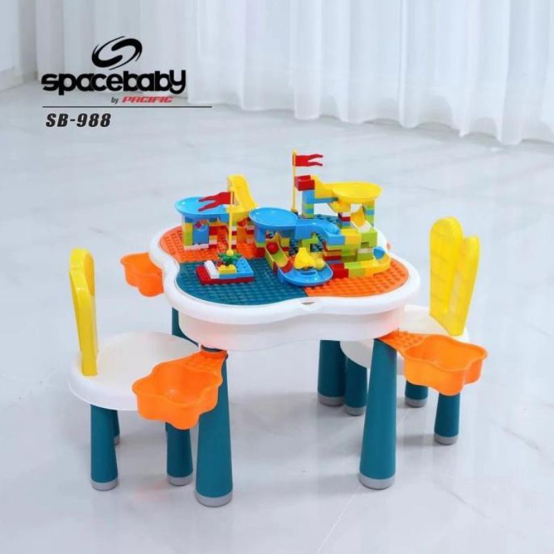 MEJA KURSI MULTIFUNGSI Space baby / meja lego anak / meja belajar anak / meja makan kids table