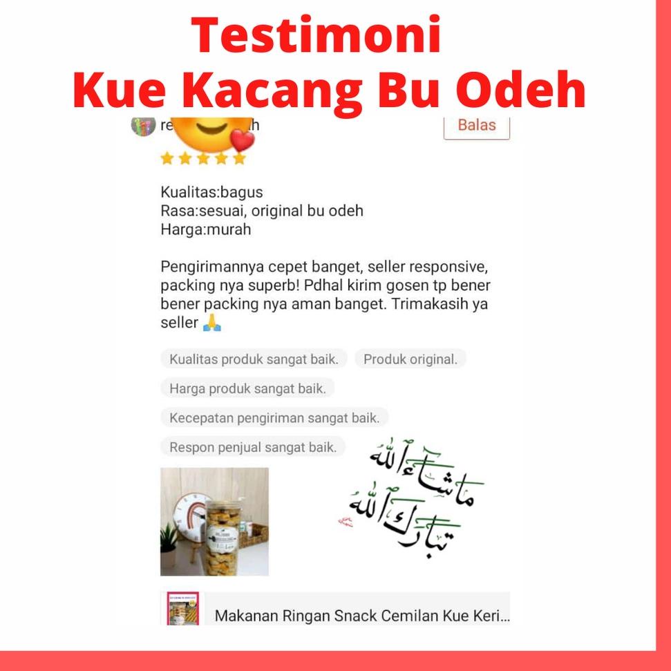 

✨ Makanan Ringan Snack Cemilan Kue Kering Kacang Bu Odeh Kemasan 700gr isi 40 pcs Enak Gurih Renyah Bahan Premium Tanpa Pemanis Buatan Kue Idul Fitri Hampers Disukai Orang Dewasa dan Anak grosir