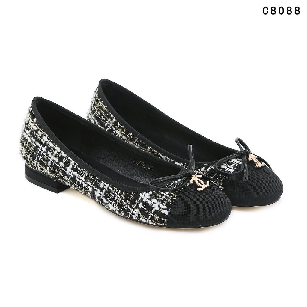 CH Tweed Velvet Cap Toe Ballerina Flats C8088