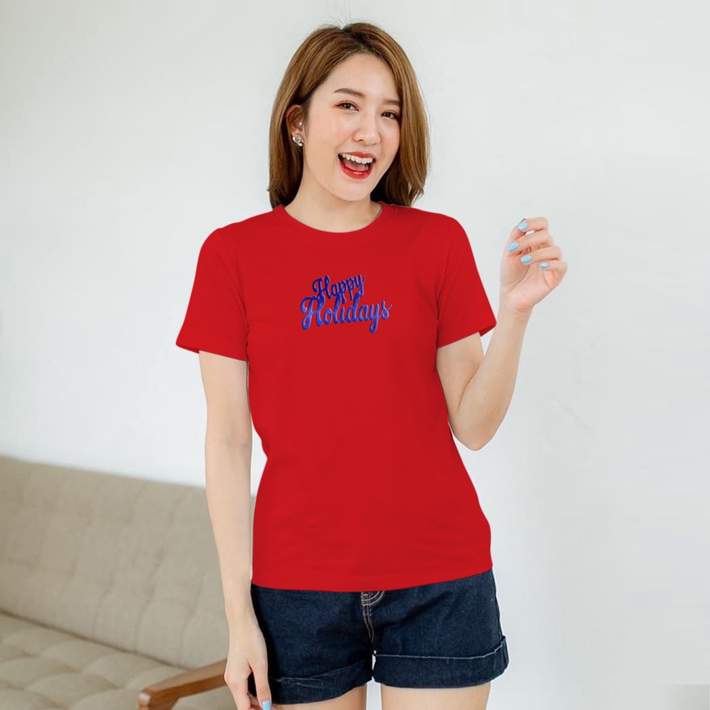 ISANNY SIZE.S M L XL XXL 2208-00015 HAPPY HOLIDAYS / KAOS OBLONG / KAOS CEWEK / ATASAN WANITA / READY STOCK