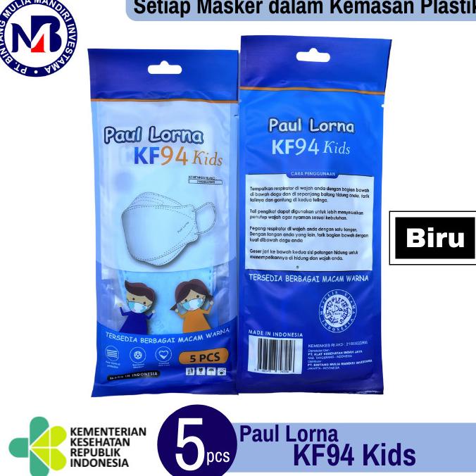 Masker Anak Paul Lorna KF94 Kids 3D Masker Korea Isi 5Pcs Banyak Warna 90-makmur75 Buru Order