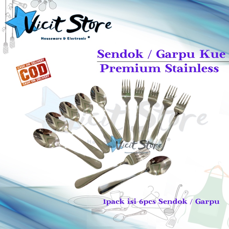 Sendok / Garpu Kue Premium Stainless Tebal Harga Untuk 1pack isi 6pcs