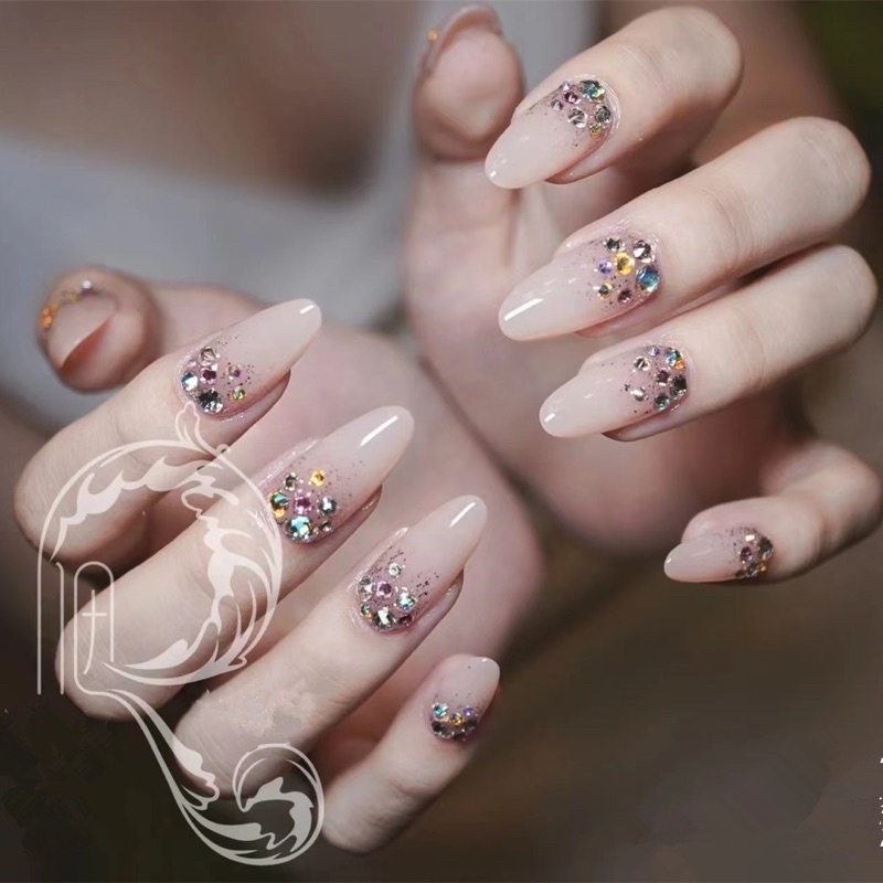 Kuku Palsu 【B48，lem cair】Nikah kuku Wedding False Nailart Pengantin Tangan