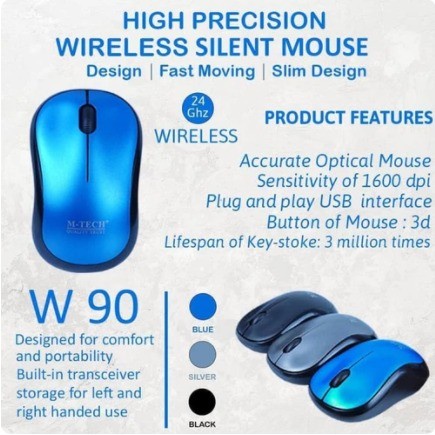 Mouse M-Tech SILENT Wireless W90 2.4Ghz Postel