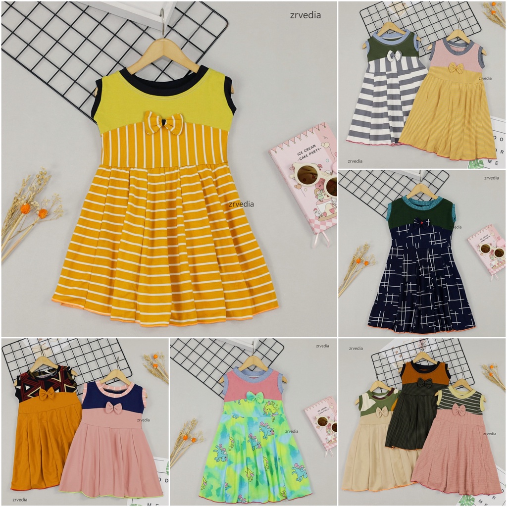 Dress Aila 2-3 Tahun / Dres Pesta Motif Grosir Model Baju Anak Perempuan Gaun Yukensi Batik Cewek