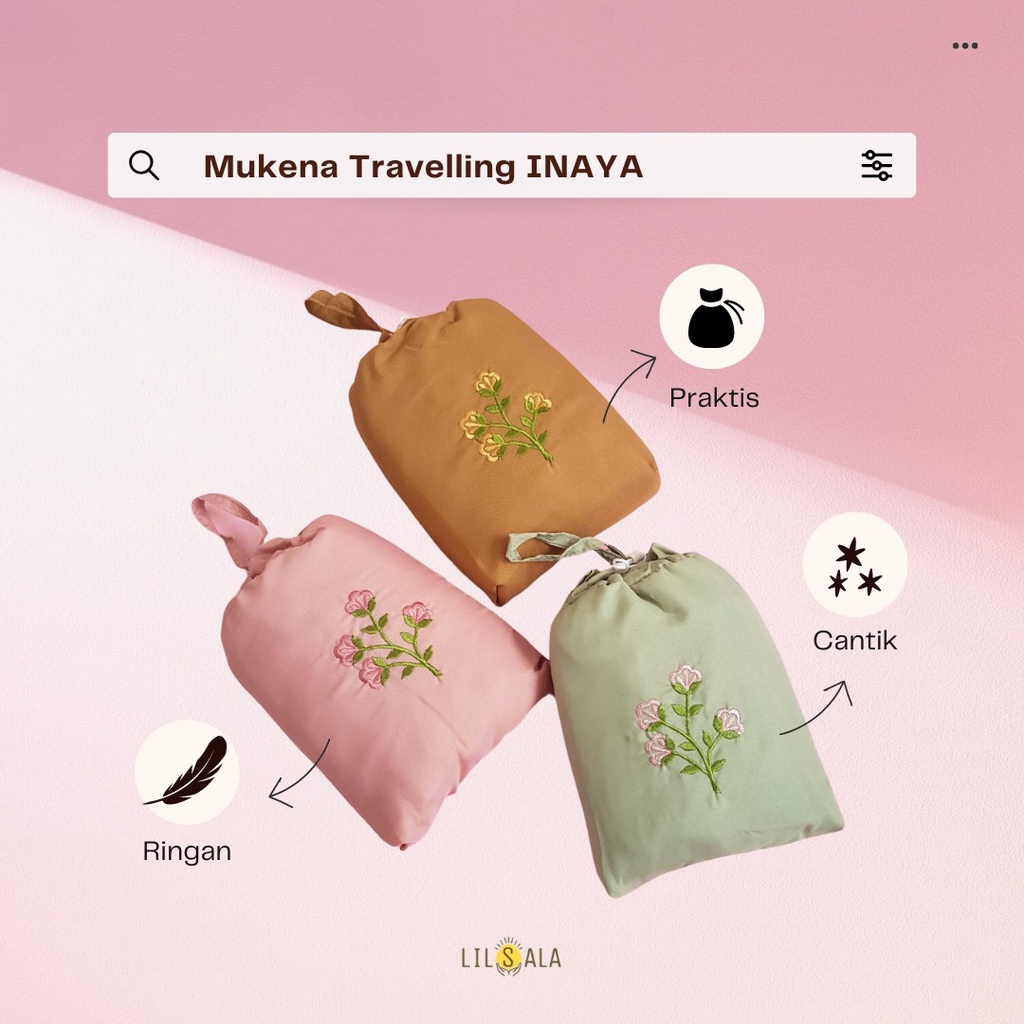 [INAYA] MUKENA TRAVEL 2IN1 TRAVELING DEWASA MURAH CANTIK POUCH JINJING BORDIR BUNGA