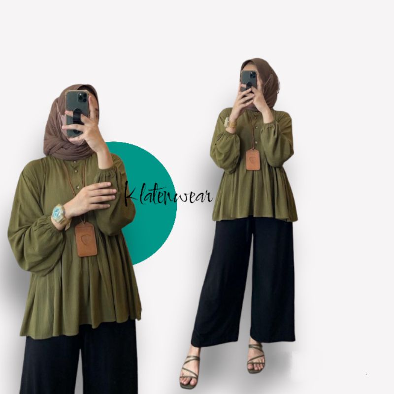 GROSIR TUNIK CANDA CRINKLE PREMIUM / BAJU WANITA / BLOUSE KANCING