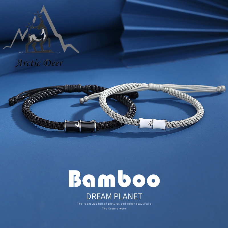 Gelang couple Sterling silver S925-Bamboo Gelang Pasangan Chinese style gelang fashion  gelang pria perak asli S925 Original Arctic Deer