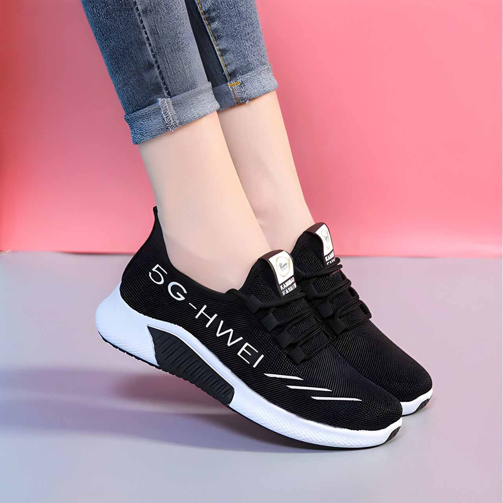 Sneakers Casual Sport Running Fashion Wanita Terbaru Design Bertekstur 8062