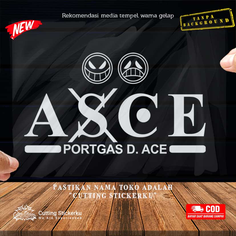 Cutting Stiker Ace Name Logo Variasi Motor Mobil Sticker Timbul Keren Nyala Dasbor Spakbor Visor Body Kaca Helm Laptop Luffy Brother One Piece Hologram Reflective Tahan Air Bodi Samping Beast Scoopy Vario Beat NMAX PCX Vespa Aesthetic Windshield