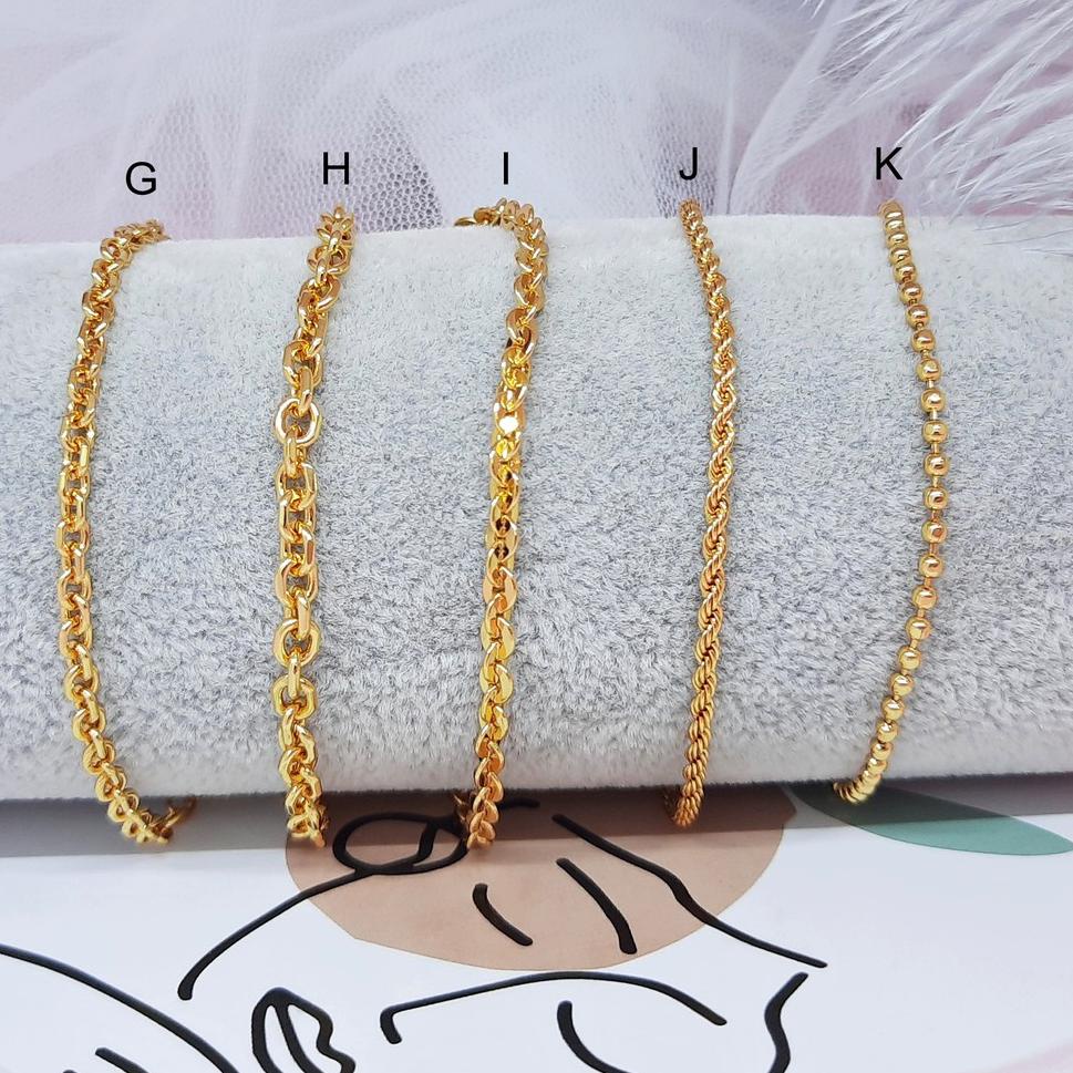 Gelang Tambang Xuping Jurai Kupu Wanita Milano Kaca Rantai Polos Lapis Emas - BB391 ‑ PGD.18Oc22e