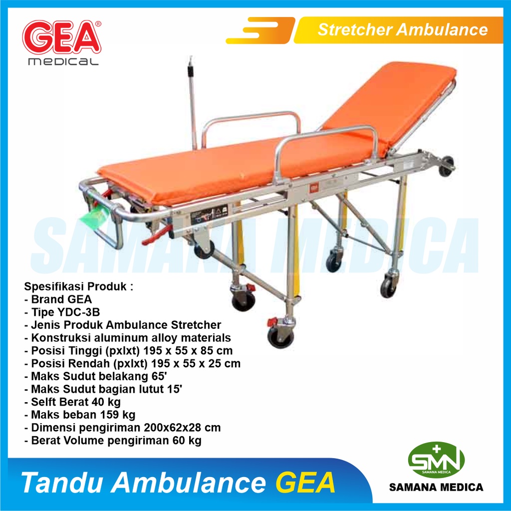 Tandu Ambulance / Stretcher Ambulance GEA YDC-3B - Emergency Stretcher Ada 2 pilihan Warna Orange / Hijau Promo Murah