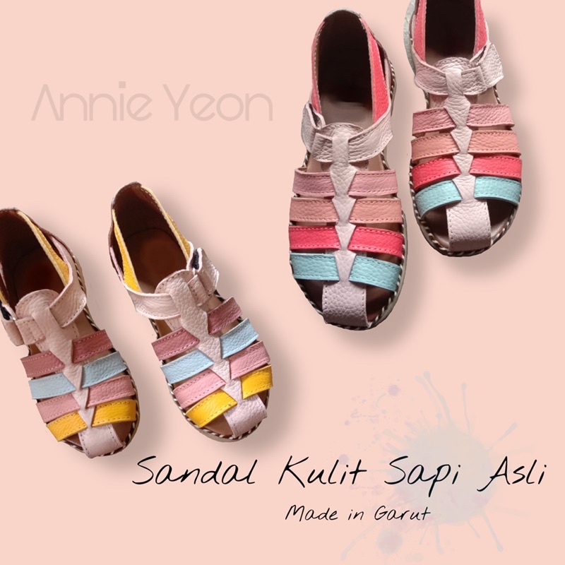ANNIEYEON| SEPATU SANDAL ANAK KULIT SAPI ASLI GARUT