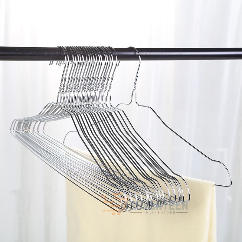 SEVENTEEN HANGER JEMURAN BAJU STAINLES SISI 10PCS HANGER KAWAT STAINLESS HANGER WARNA WARNI HANGER LEMARI PAKAIAN KAWAT