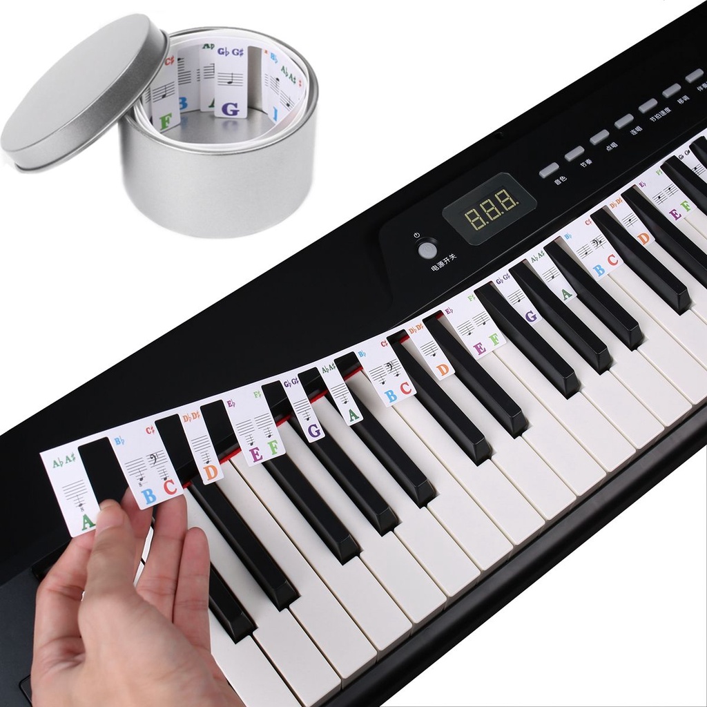 Stiker Penanda Tuts Piano Keyboard Ukuran 61 / 88 Tanpa Lem Dengan Case Untuk Pemula