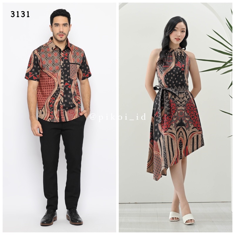 Couple batik wanita pria modern / seragam batik modern / set kondangan 3131