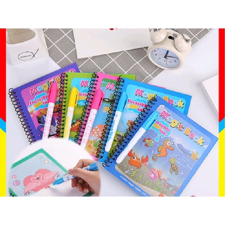

Magic Water Coloring Book Invisible Ink Buku Gambar Mewarnai Anak Spidol Air