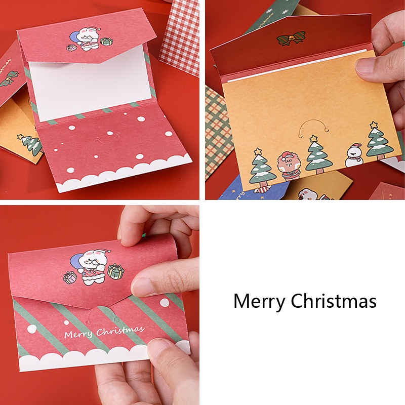 6pcs Kartu Ucapan Mini Desain Kartun Natal