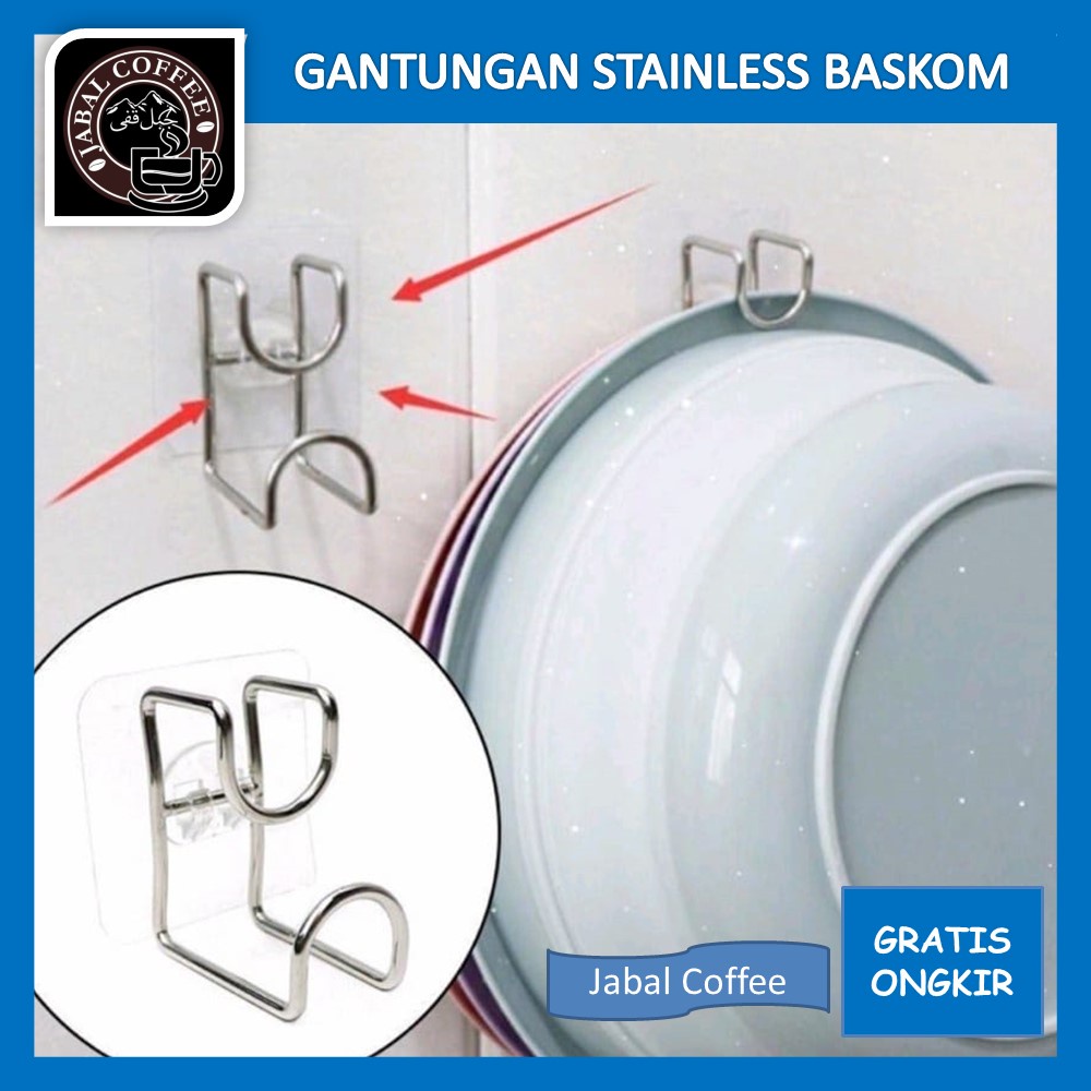 Hanger Gantungan Kait Stainless Steel / Gantungan Tempel Hook Baskom Ember Serbaguna