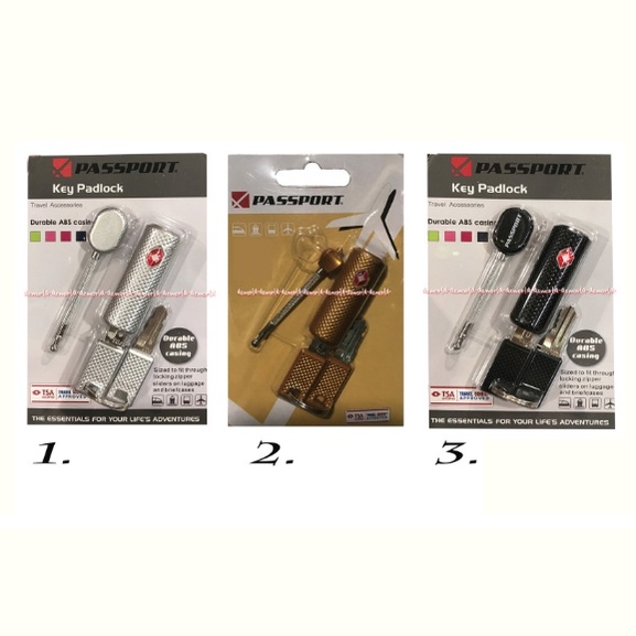 Passport Key Padlock Gembok Tarik Tas Koper Model Tarik Lepas Pad Lock Gembok TSA Warna Hitam Silver Gold Merah
