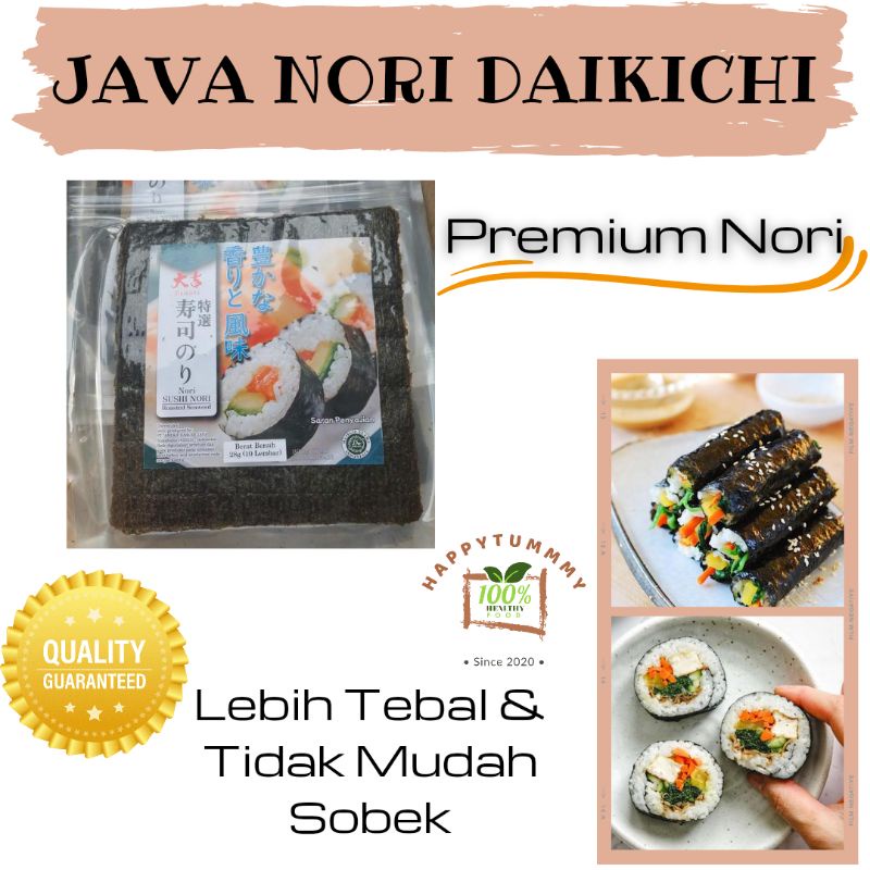 HPT - JAVA Sushi Nori Daikichi 10 LEMBAR HALAL Seaweed Rumput Laut Sushi Untuk Kimbab/ Gimbab