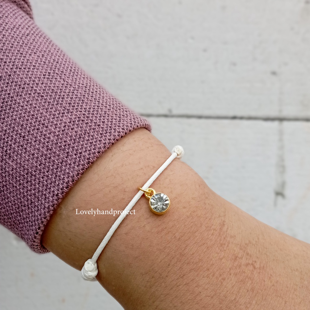 Gelang Batu Bulan Lahir Simple Liontin Tali Waterproof Birthstone Bracelet January - Desember Unisex Vintage Style Aesthetic Fashion Aksesoris Korea Viral Pasangan dan Persahabatan Couple Bestie Free Box