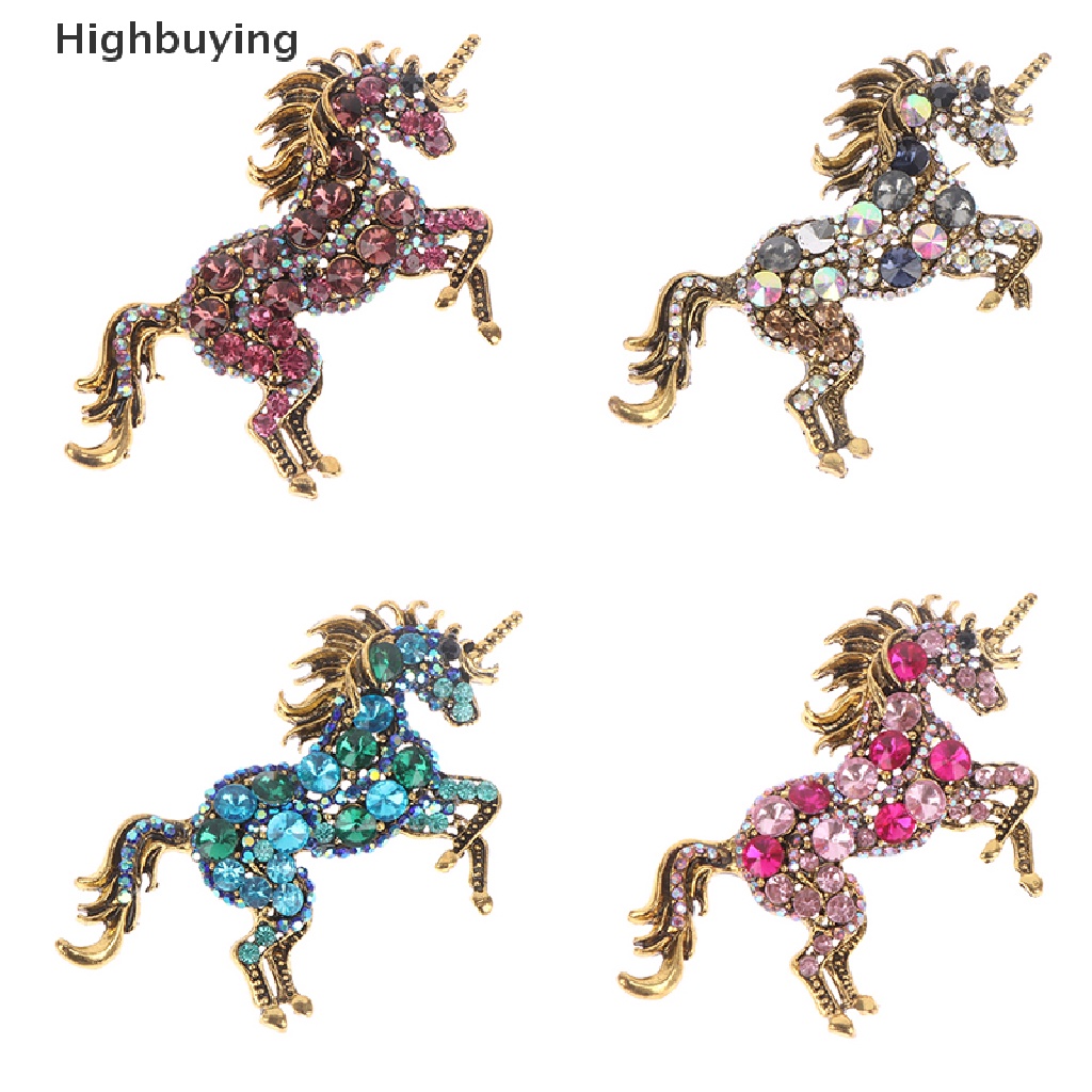 Bros Kristal Berlian Imitasi Bentuk Hewan Kuda Unicorn Bahan Alloy Gaya Vintage Untuk Wanita Glory