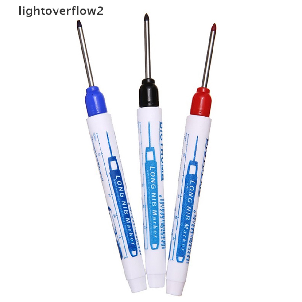 (lightoverflow2) 3pcs / Set Spidol Marker Kepala Panjang 30mm Tinta Merah / Hitam / Biru