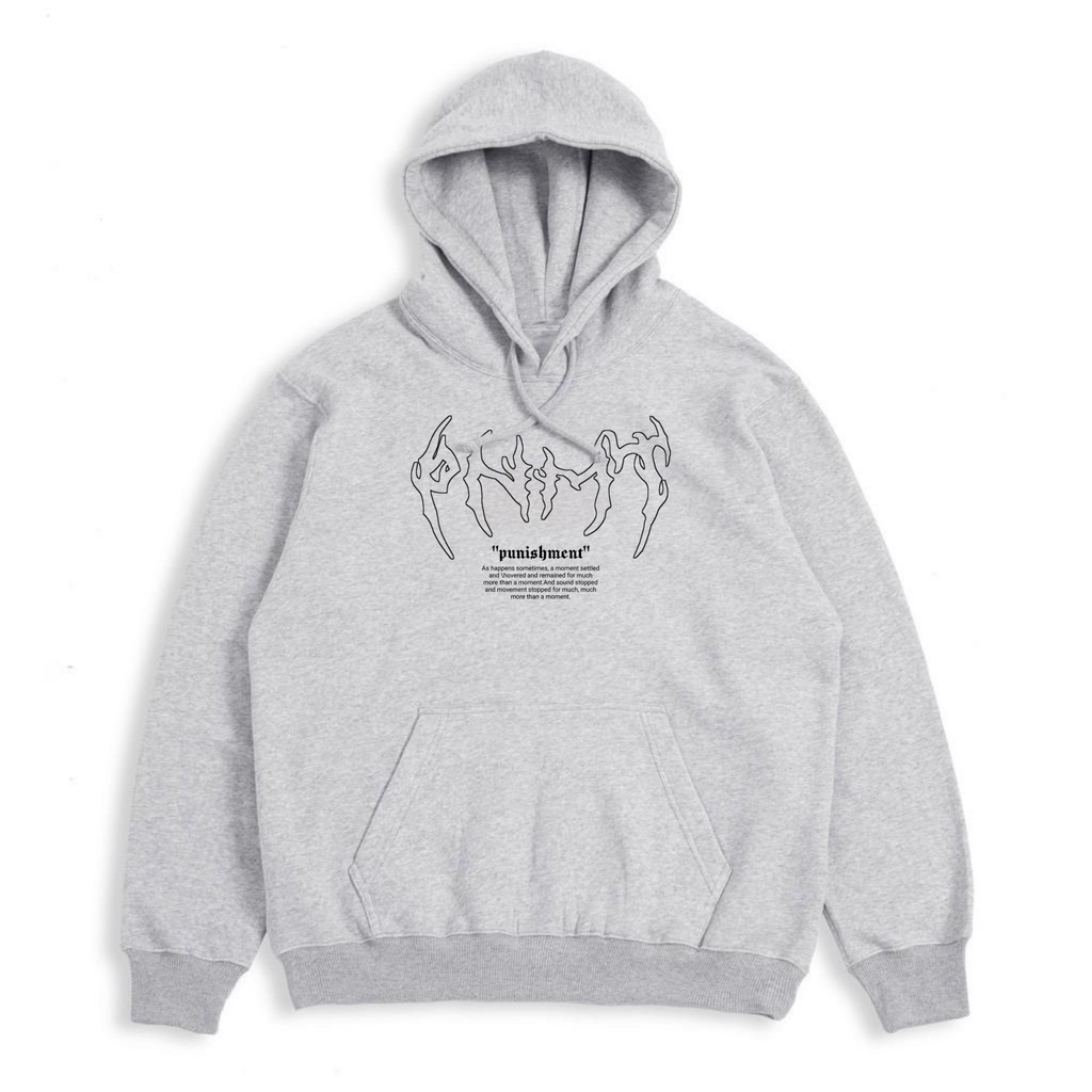 Sweater Hoodie Punishment Mental Font 01C Grey Unisex