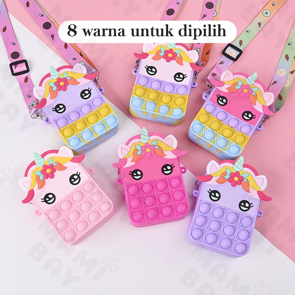 OKEYI Tas pop it anak selempang unicorn Impor