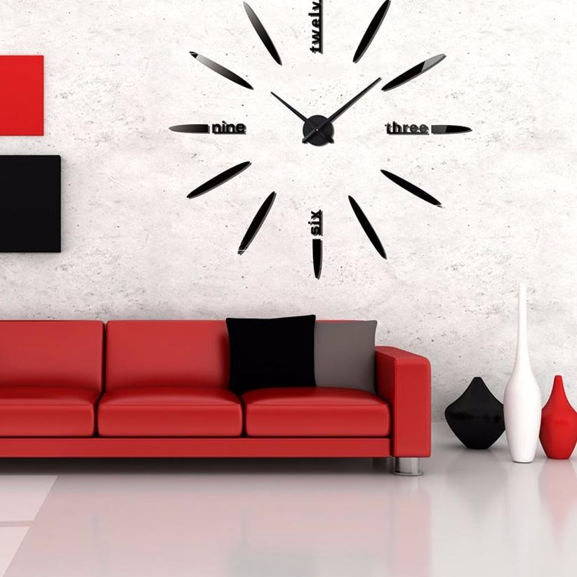 Special Price Jam Dinding DIY 3D Minimalis Modern Diameter 80-130cm Tempel Besar bentuk motif Huruf 