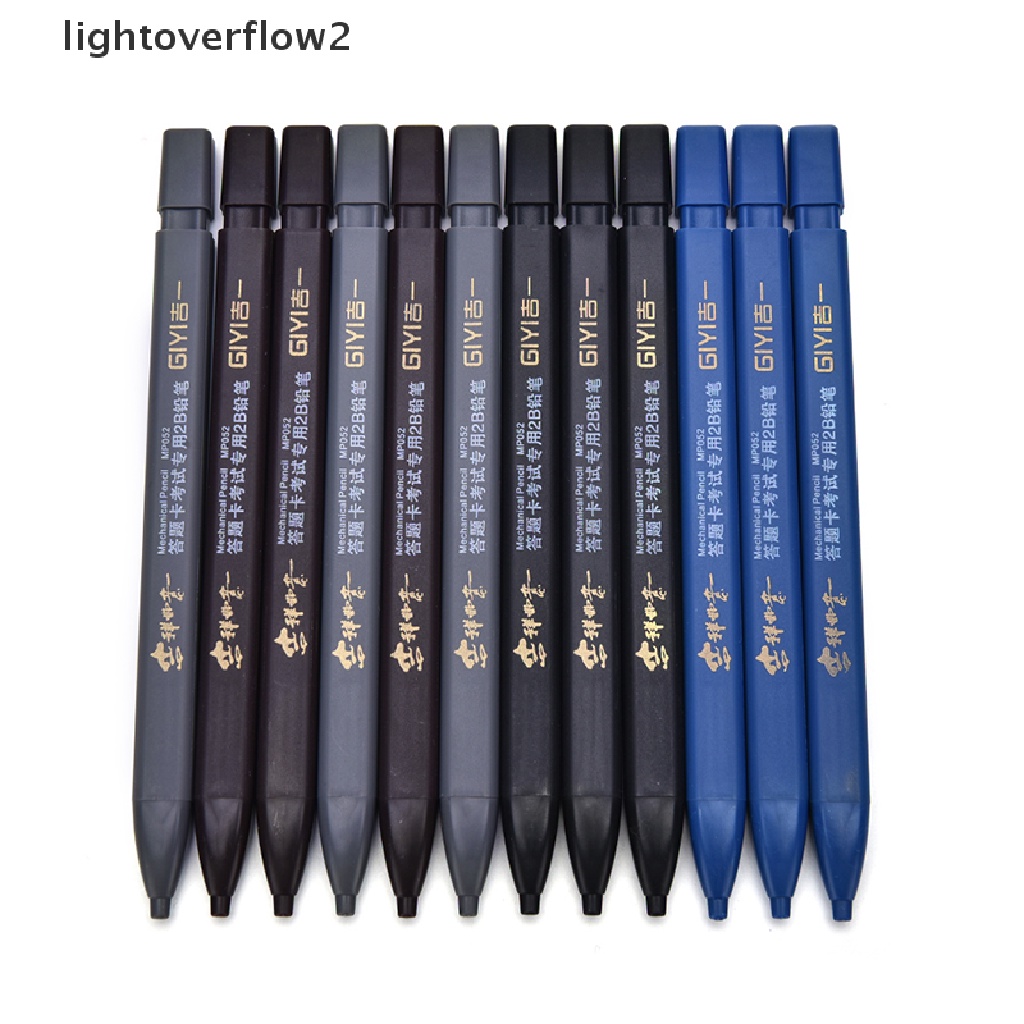 (lightoverflow2) 1pc Pensil Mekanik Otomatis 2B Dengan Isi Ulang Lead Hitam