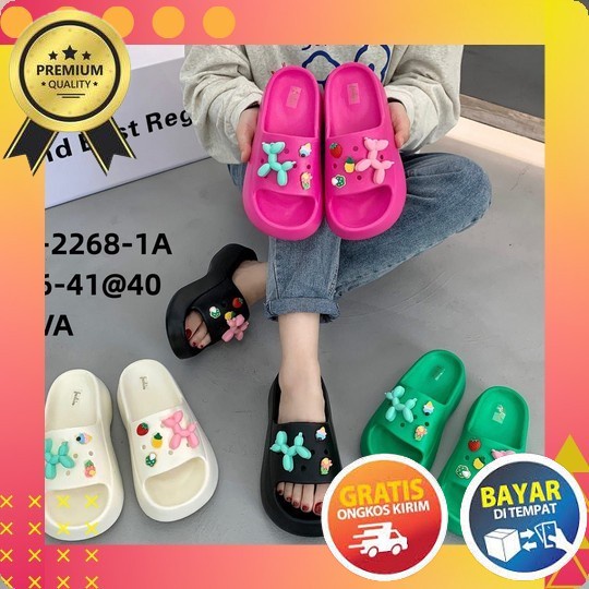 Sandal Jelly Wanita Import Jepit Tali Teplek Elastis Karet Non-Slip Karis 1949 Sandal Teplek Wanita 