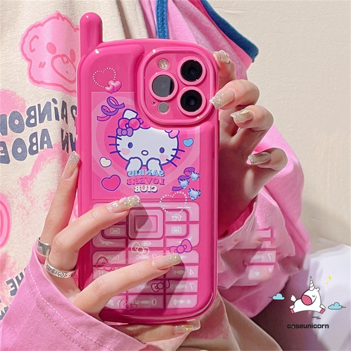 Soft Case Hp Gambar Hello Kitty Model Vintage / Retro Untuk iPhone 11 / 12 / 13 / 14pro MAX / 14 / 7 / 8plus / X / XR / XS MAX