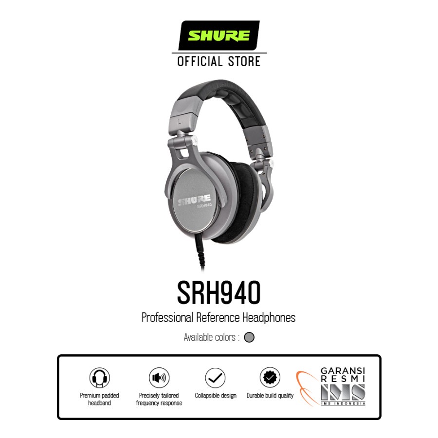 Shure SRH940 SRH 940 Professional Reference Headphones Headset