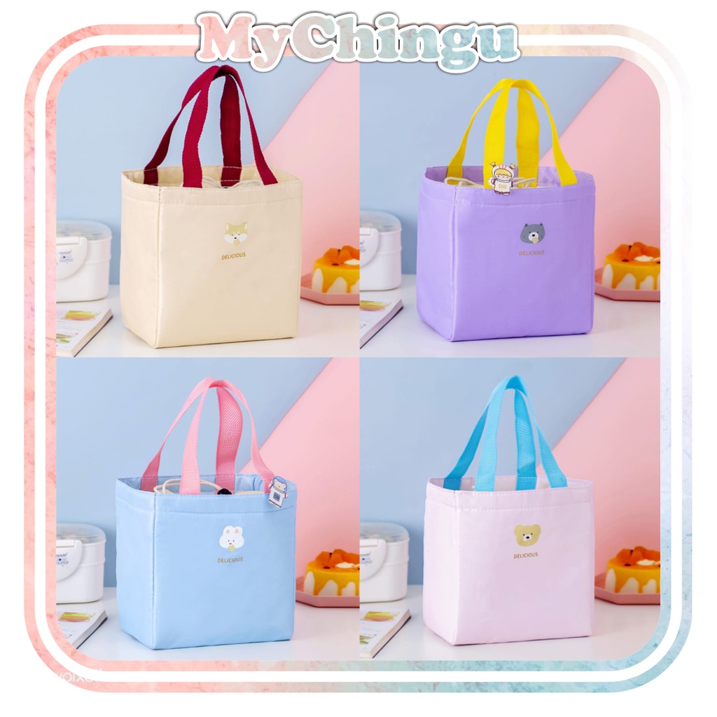 ❀ Chingu ❀ PA077 Tas Bekal Motif Macaroon Pattern Lunch Cooler Bag Salur Makanan Aluminium Kotak Makan Import Murah