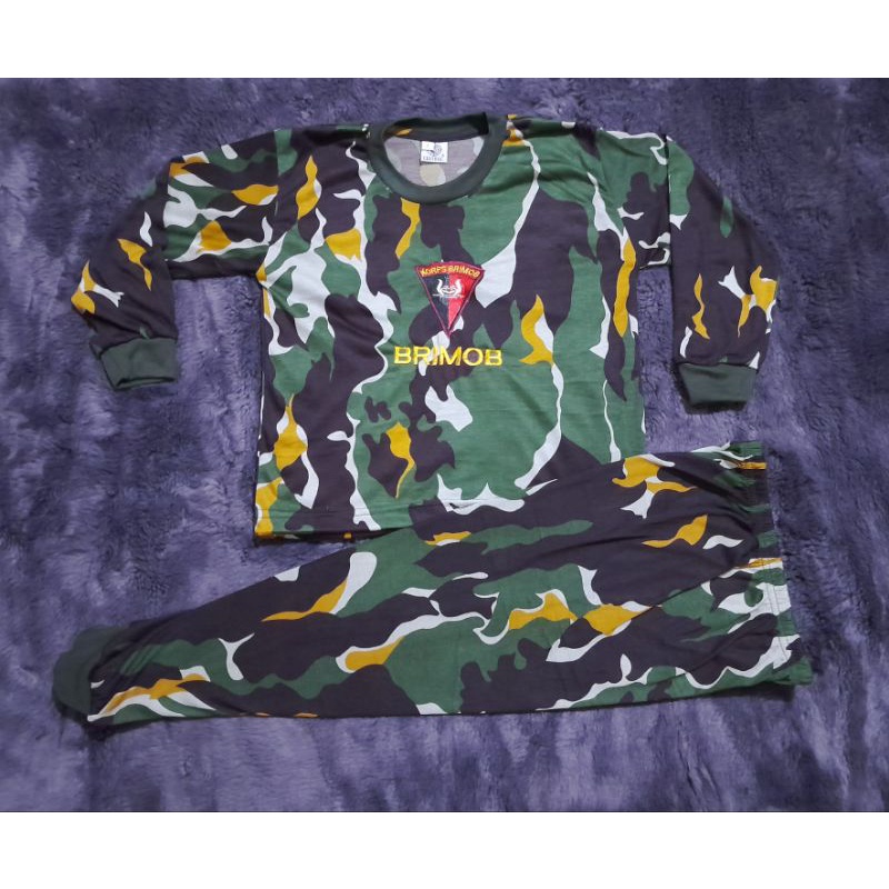 BAJU KAOS SETELAN ANAK LORENG BRIMOB